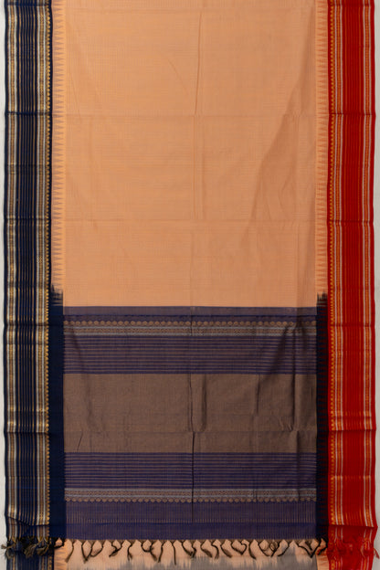 Chettinad Cotton Checks Pastel Orange Saree