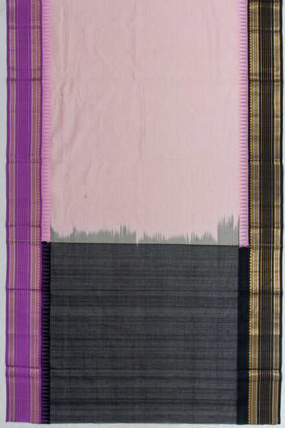 Chettinad Cotton Checks Baby Pink Saree