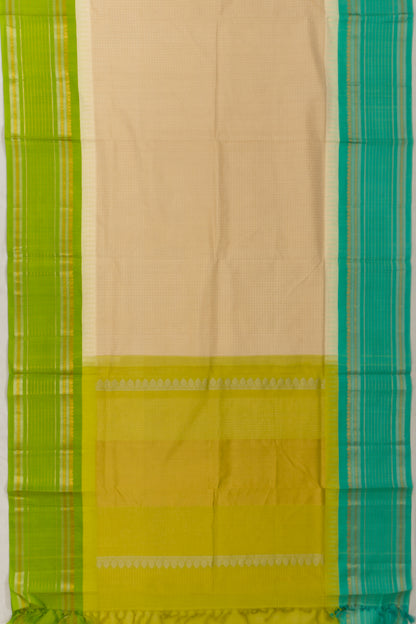 Chettinad Cotton Checks Cream Saree