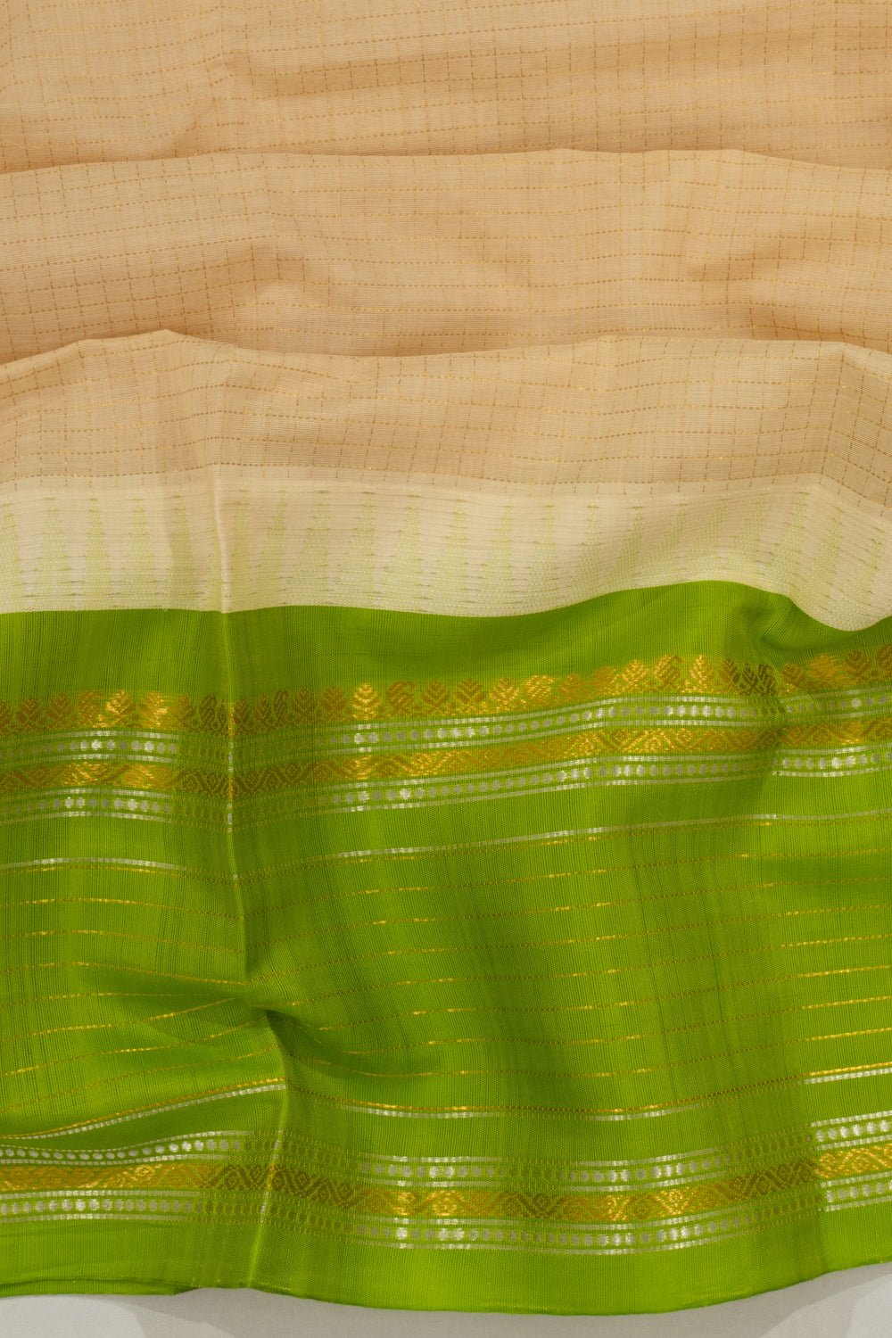 Chettinad Cotton Checks Cream Saree