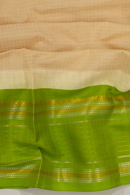 Chettinad Cotton Checks Cream Saree