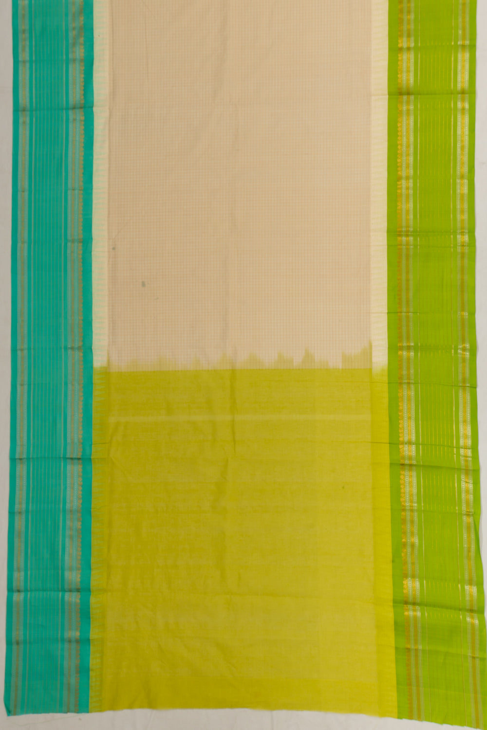 Chettinad Cotton Checks Cream Saree