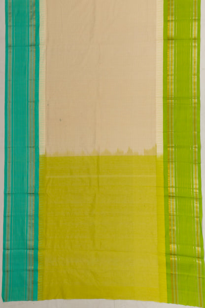 Chettinad Cotton Checks Cream Saree