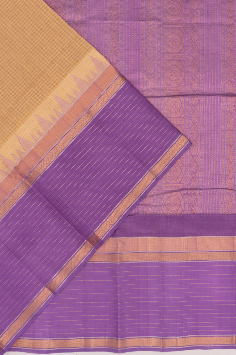 Gadwal Cotton Silk Checks Cream Saree