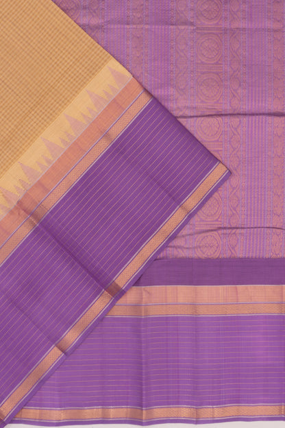 Gadwal Cotton Silk Checks Cream Saree