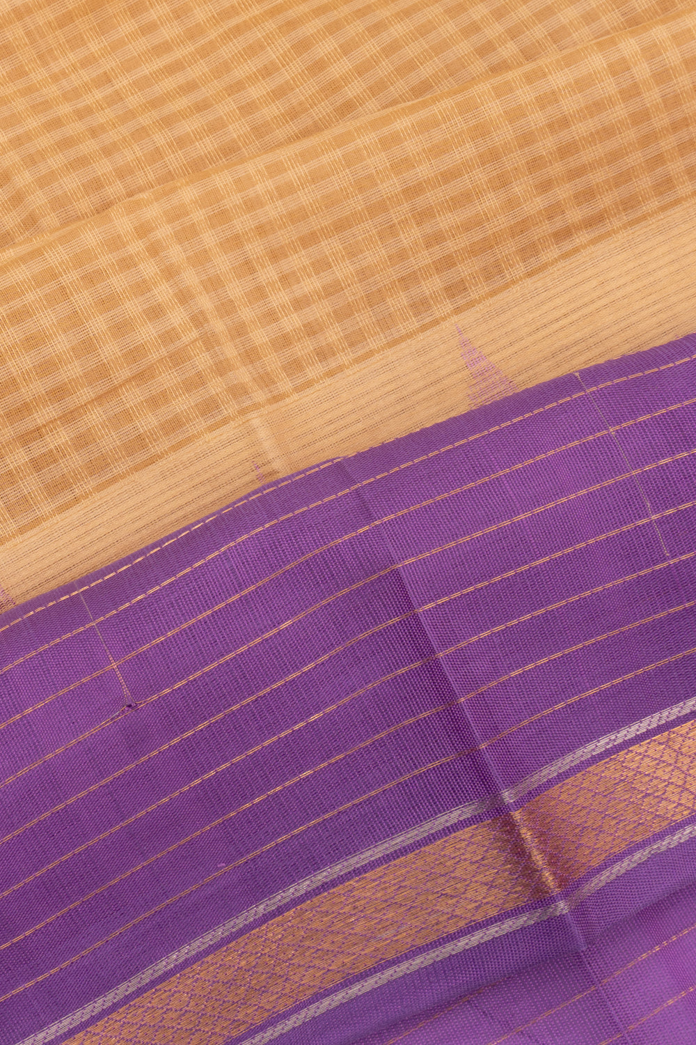 Gadwal Cotton Silk Checks Cream Saree