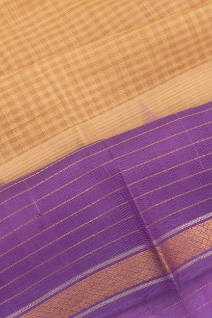 Gadwal Cotton Silk Checks Cream Saree