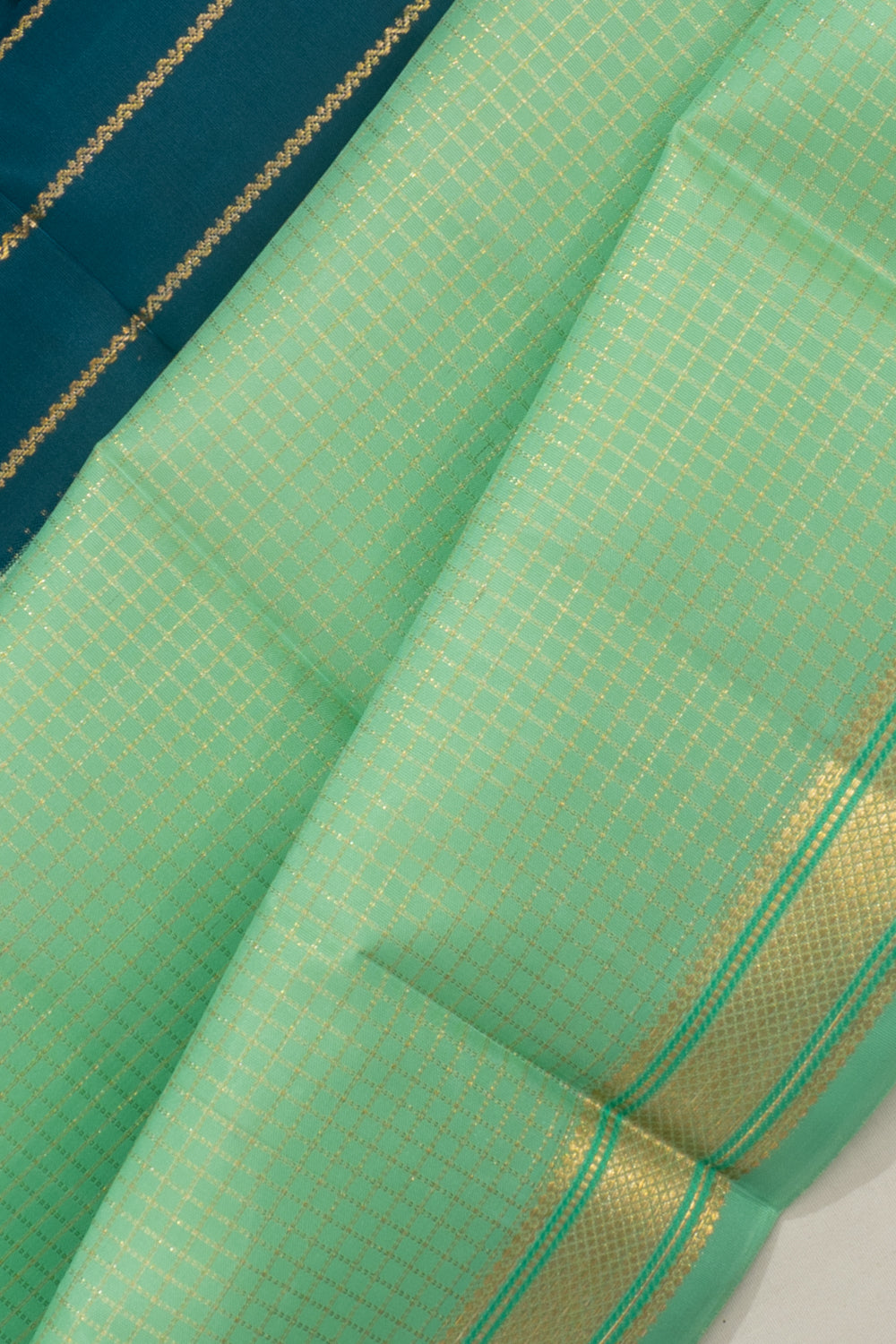 Kanchipuram Silk Half And Half Horizontal Lines And Checks B