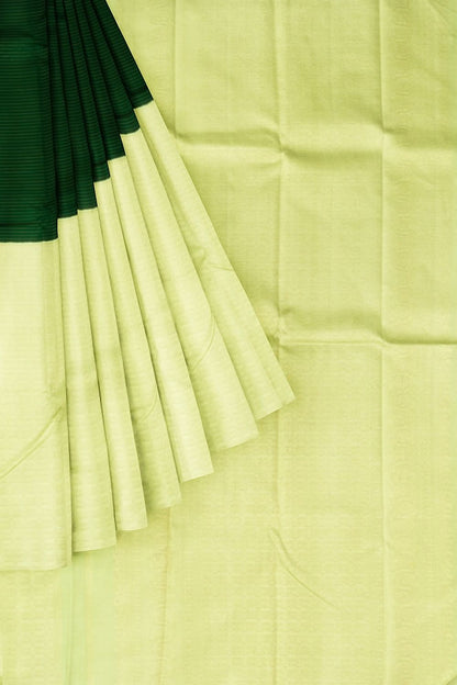 Kanchipuram Silk Half And Half Horizontal Lines And Brocade