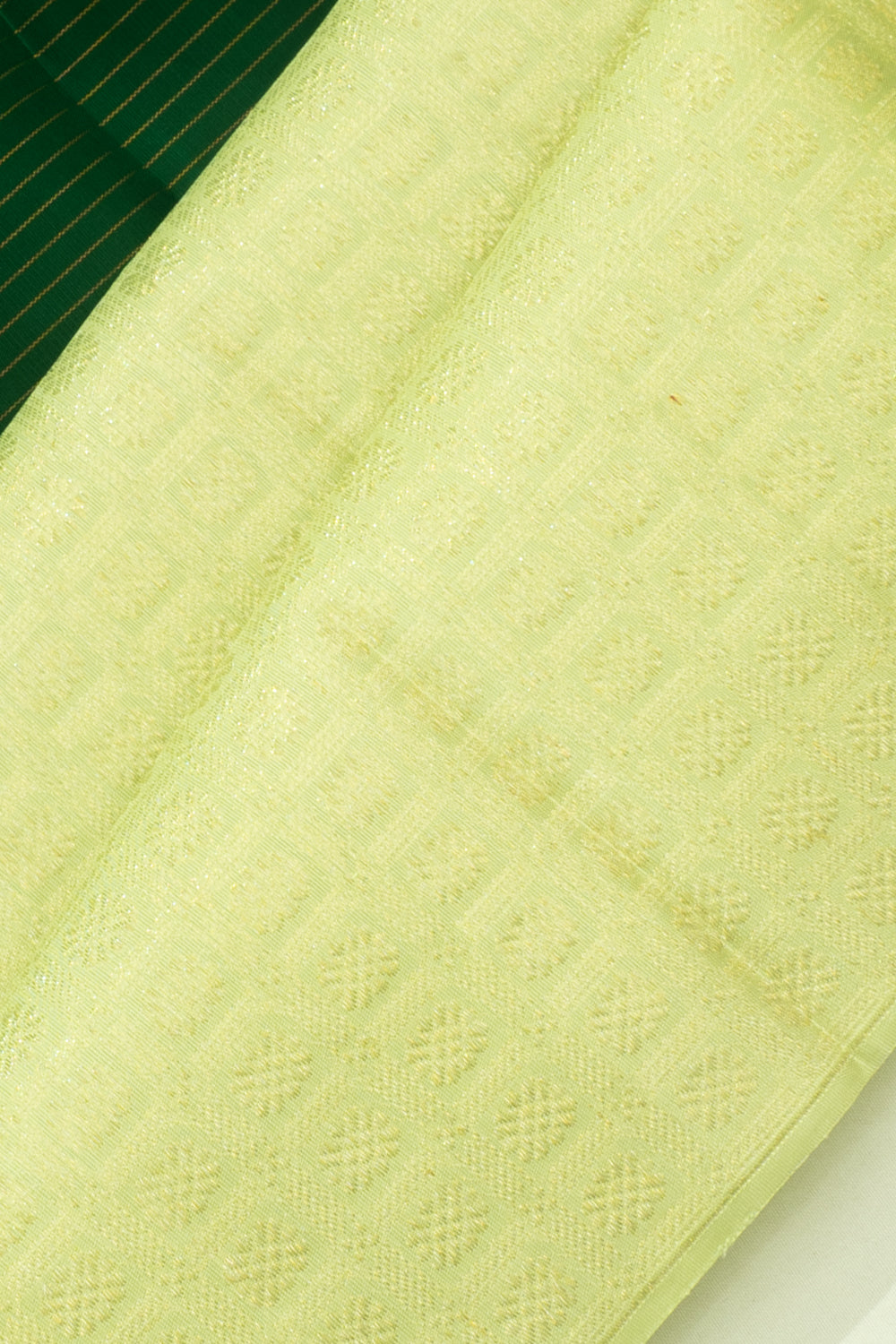 Kanchipuram Silk Half And Half Horizontal Lines And Brocade