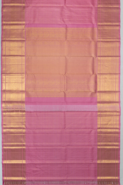 Kanchipuram Silk Checks And Butta Pink Saree