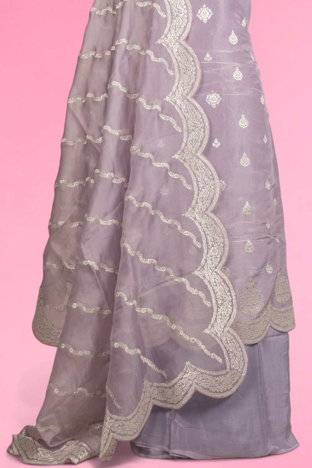 Soft Tussar Tissue Butta Lavender Salwar Suit Set