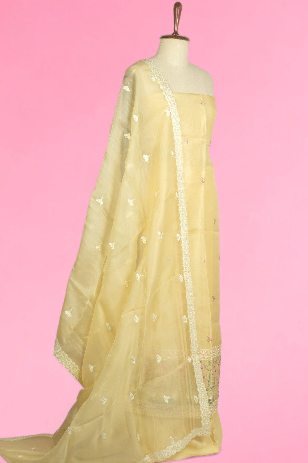 Organza Butta Yellow Salwar Suit Set