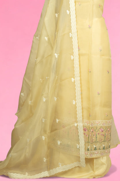 Organza Butta Yellow Salwar Suit Set