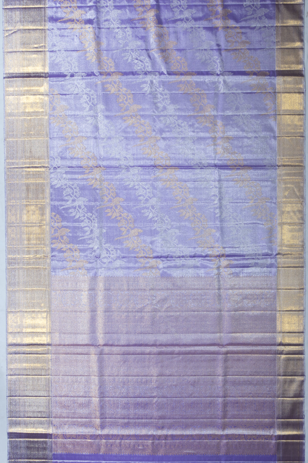 Kanchipuram Silk Tissue Jaal Lavender Saree