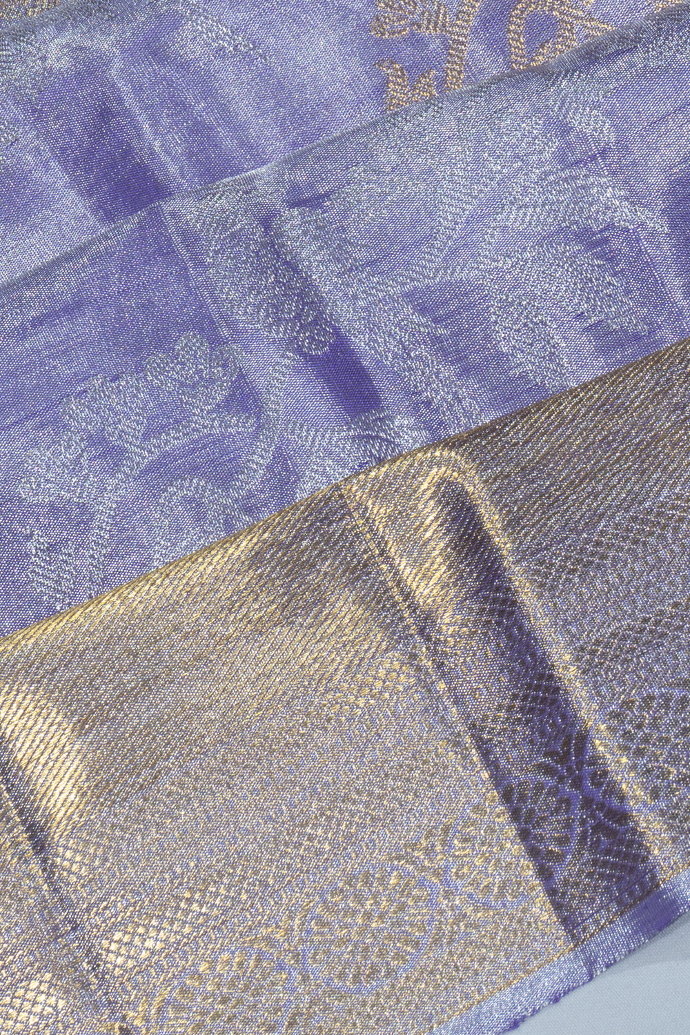 Kanchipuram Silk Tissue Jaal Lavender Saree