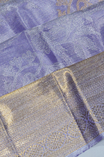 Kanchipuram Silk Tissue Jaal Lavender Saree
