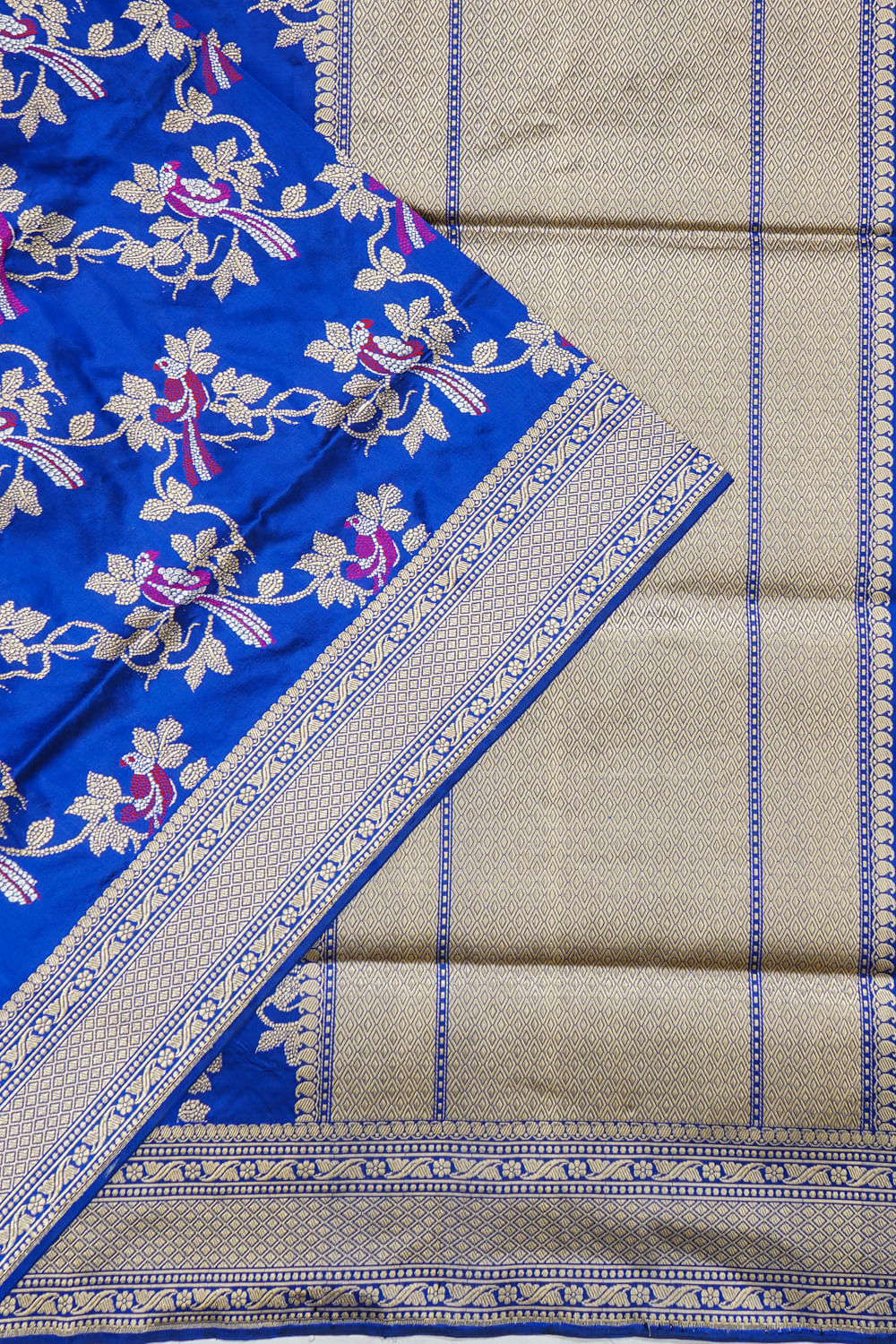 Banarasi Silk Kadwa Jaal Royal Blue Saree