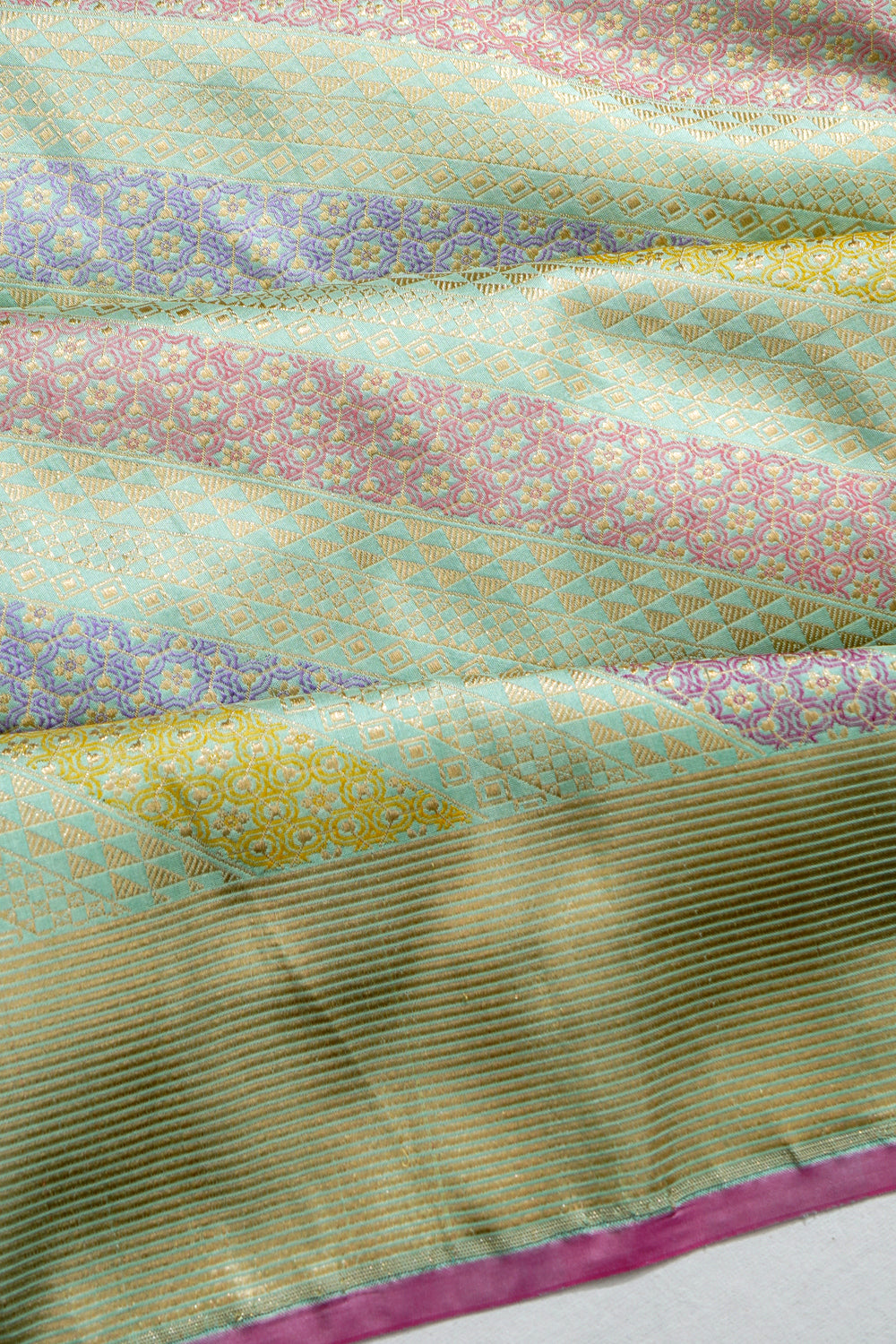 Banarasi Silk Diagonal Brocade Sea Green Saree