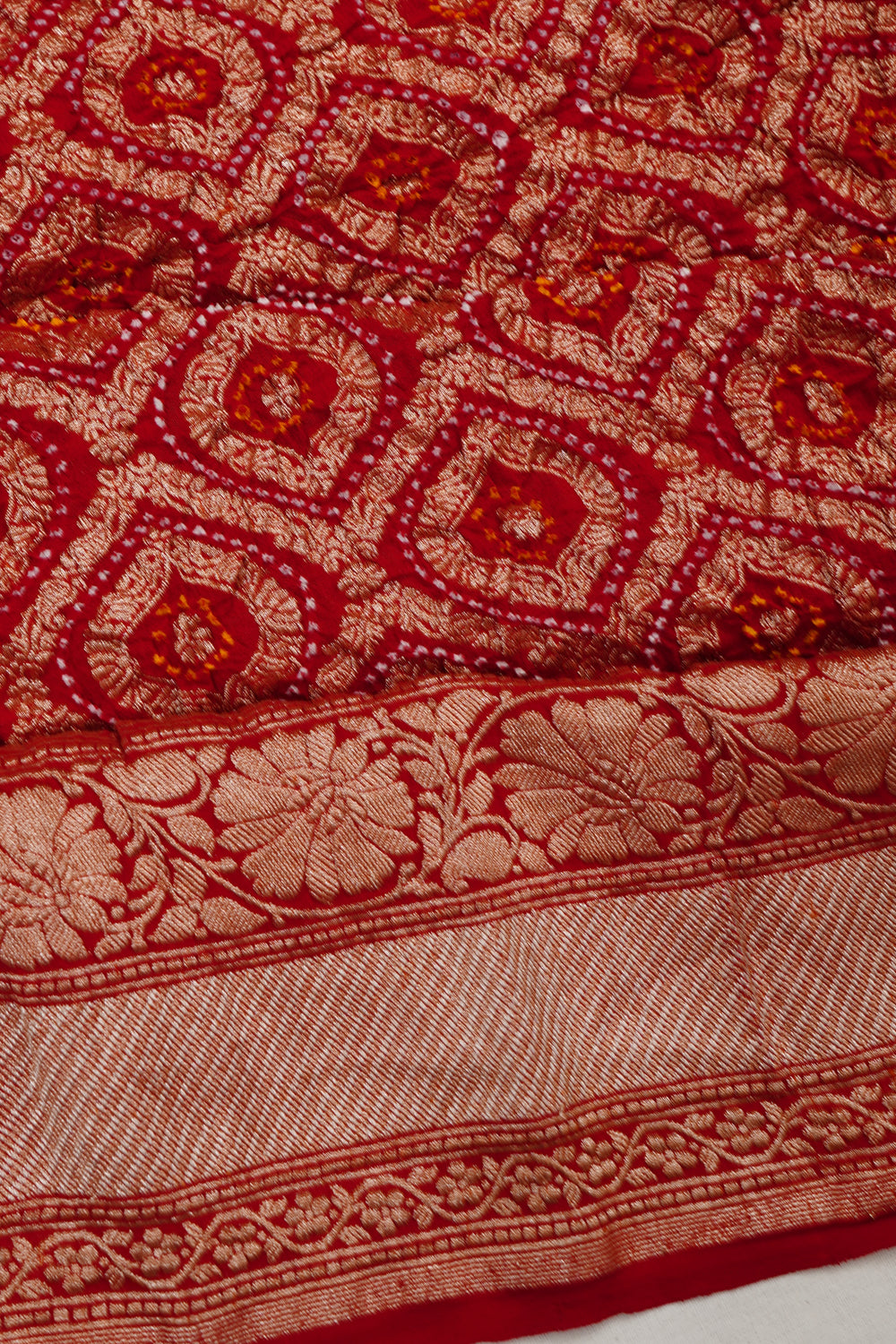 Banarasi Silk Bandhani Brocade Red Saree 1214506476