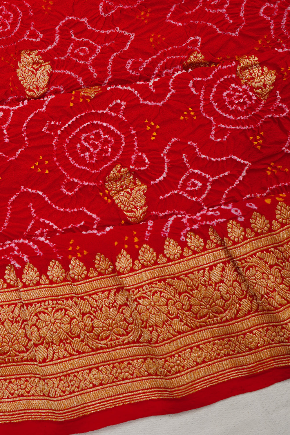 Banarasi Georgette Bandhani Butta Red Saree 1214506479