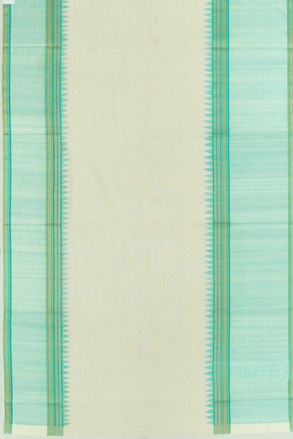 Ponduru Handspun Cotton Plain Off White Saree With Matka Silk Border