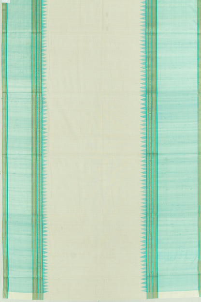 Ponduru Handspun Cotton Plain Off White Saree With Matka Silk Border