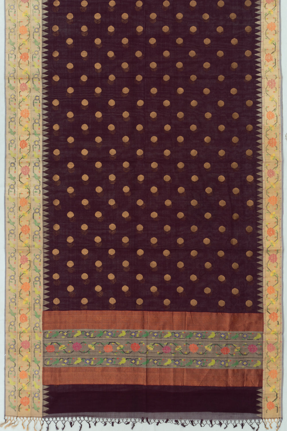 Ponduru Handspun Cotton Butta Dark Purple Saree