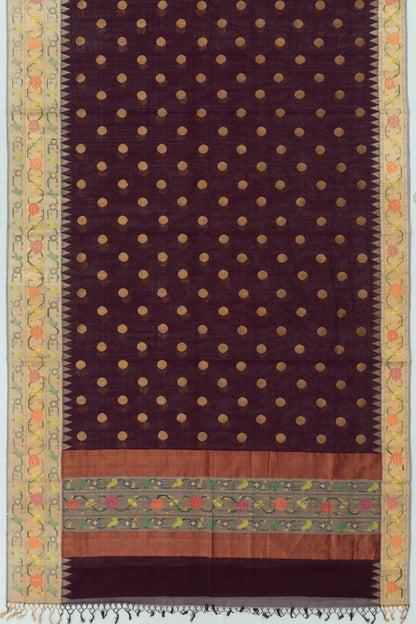 Ponduru Handspun Cotton Butta Dark Purple Saree