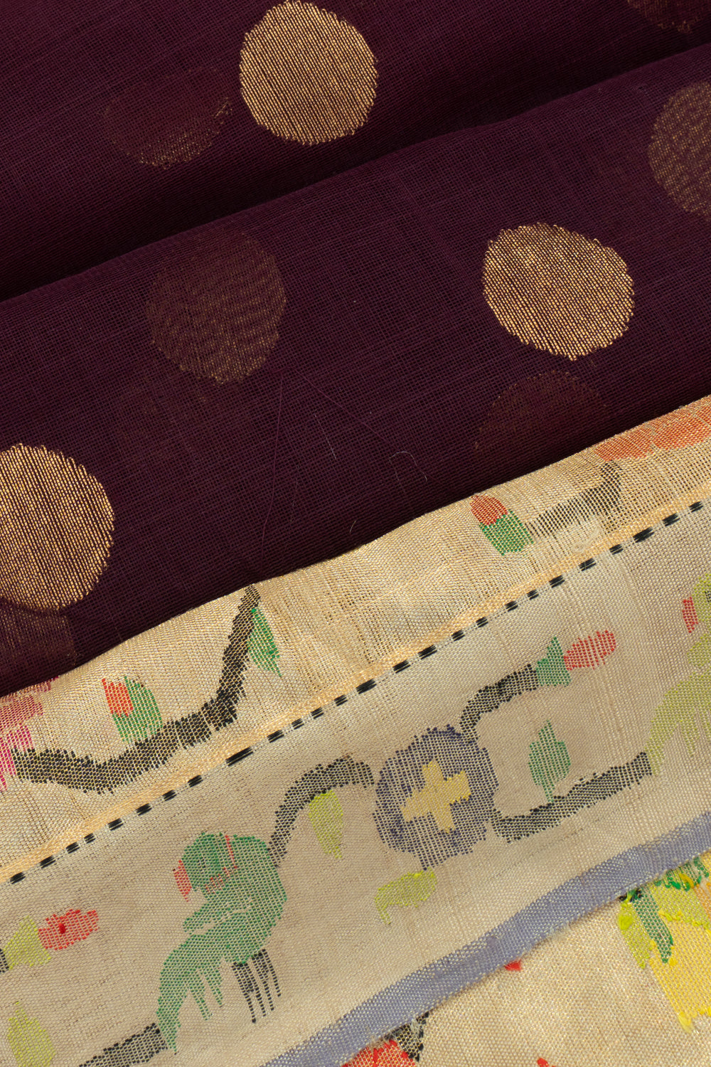 Ponduru Handspun Cotton Butta Dark Purple Saree