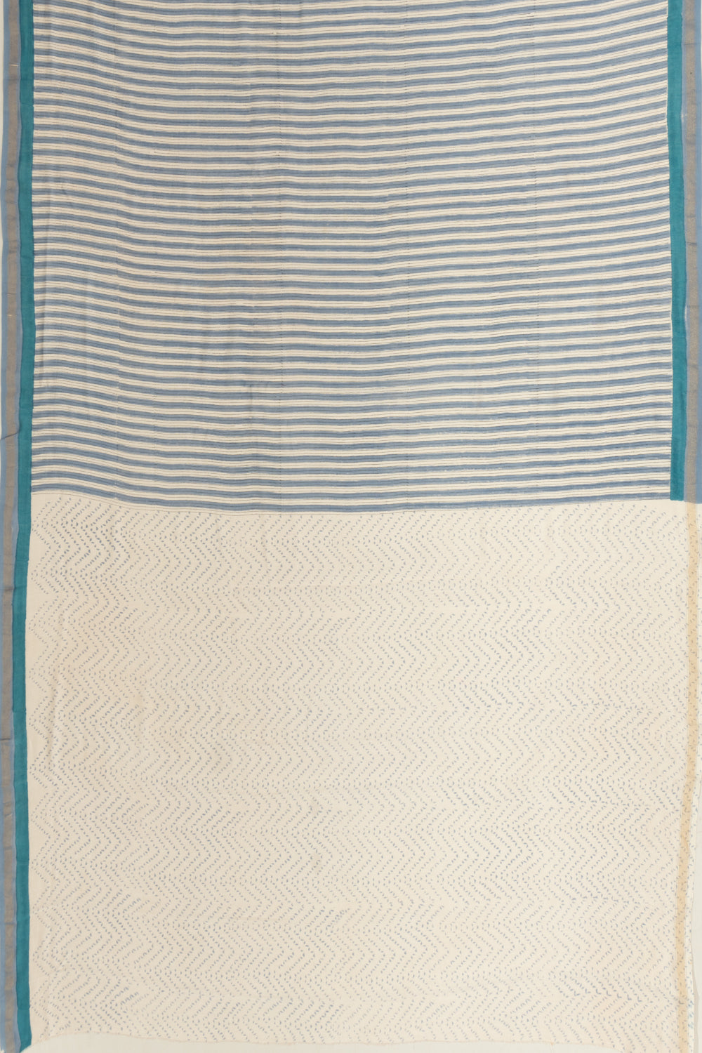 Chanderi Cotton Printed White And Blue Saree