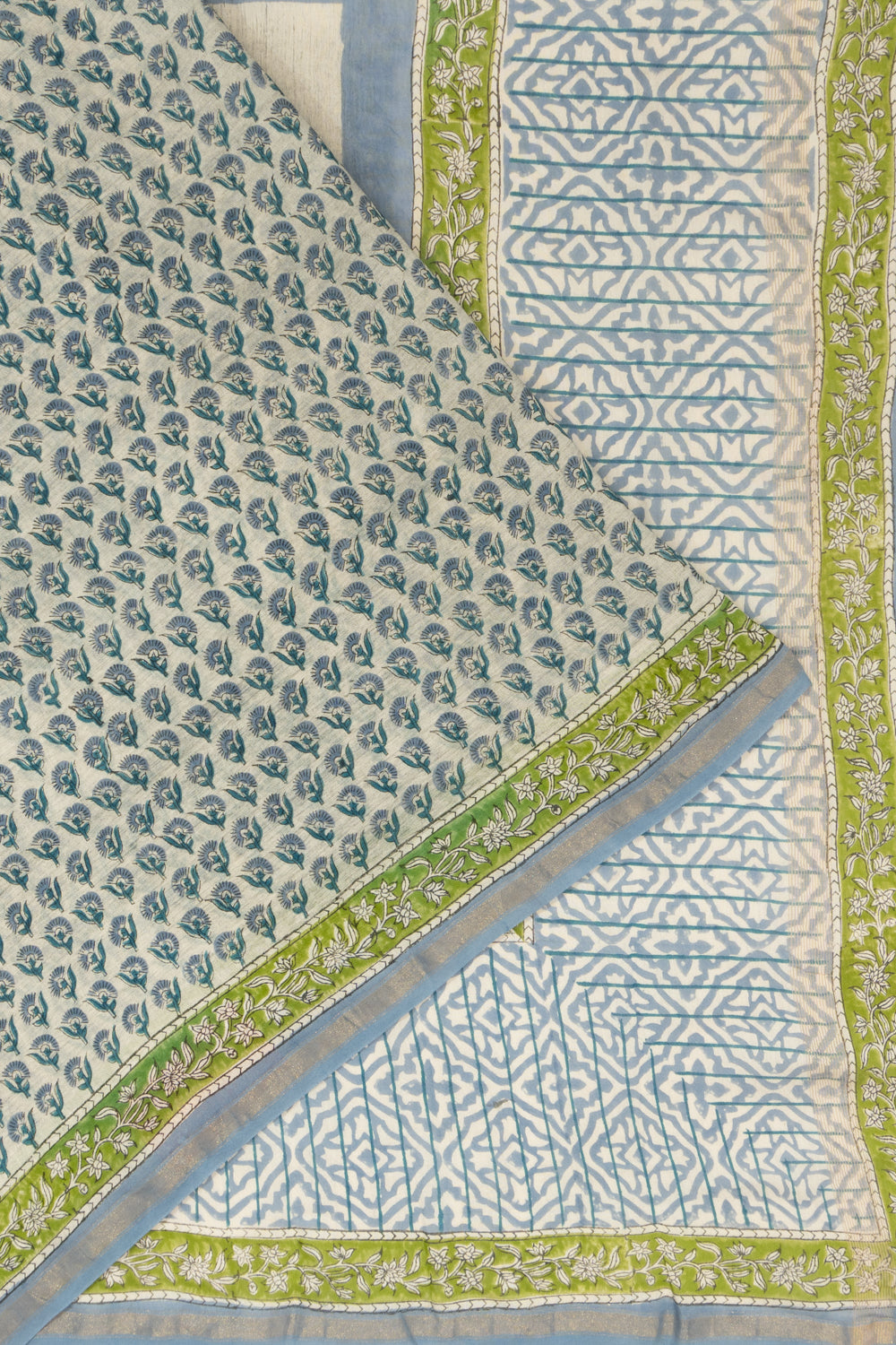 Chanderi Cotton Printed Grey Saree