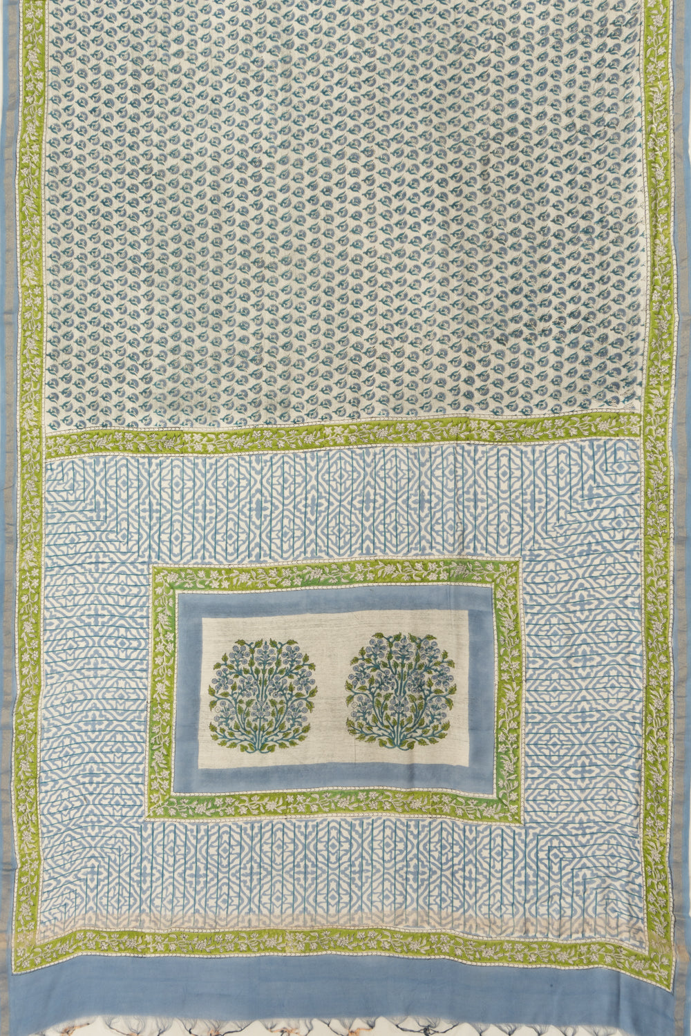 Chanderi Cotton Printed Grey Saree