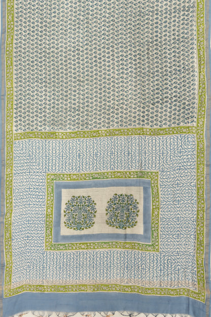 Chanderi Cotton Printed Grey Saree