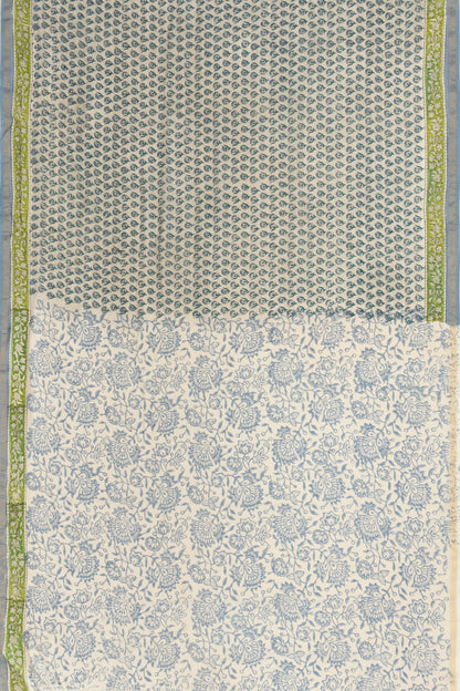 Chanderi Cotton Printed Grey Saree