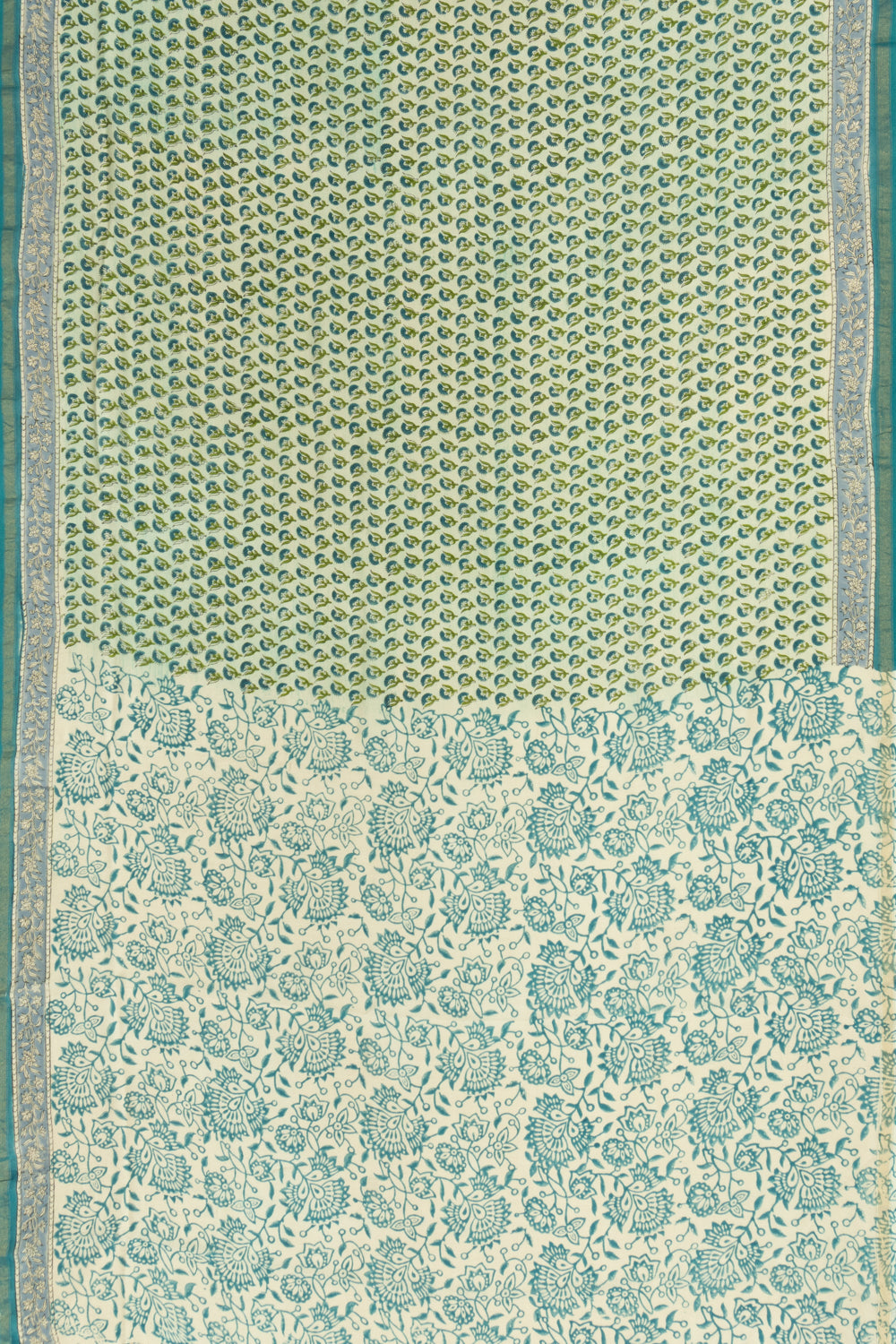 Chanderi Cotton Printed Pastel Green Saree