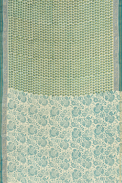 Chanderi Cotton Printed Pastel Green Saree