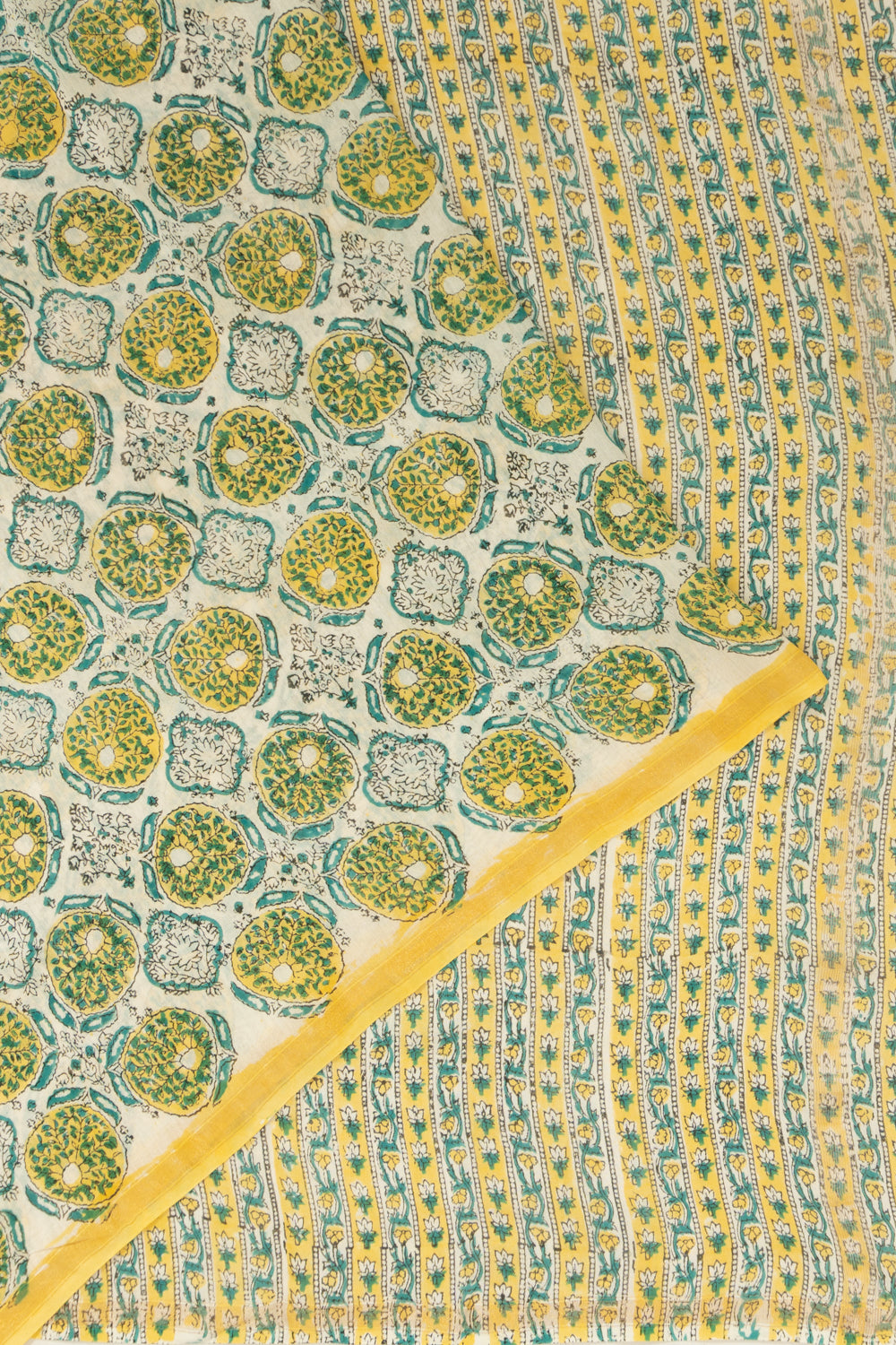 Chanderi Cotton Printed White Saree