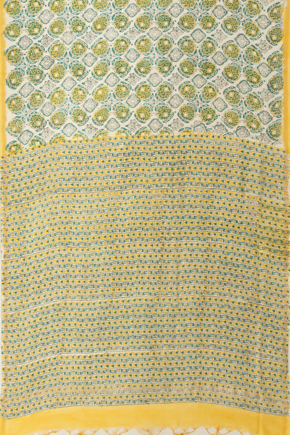 Chanderi Cotton Printed White Saree