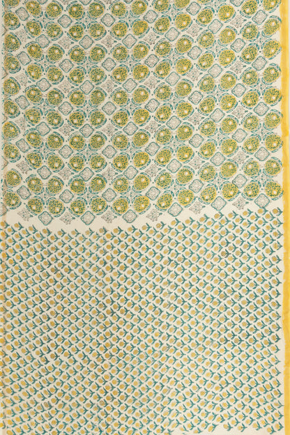 Chanderi Cotton Printed White Saree