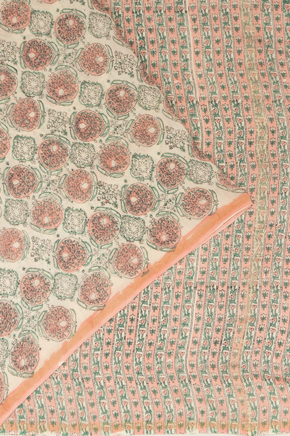 Chanderi Cotton Printed White Saree