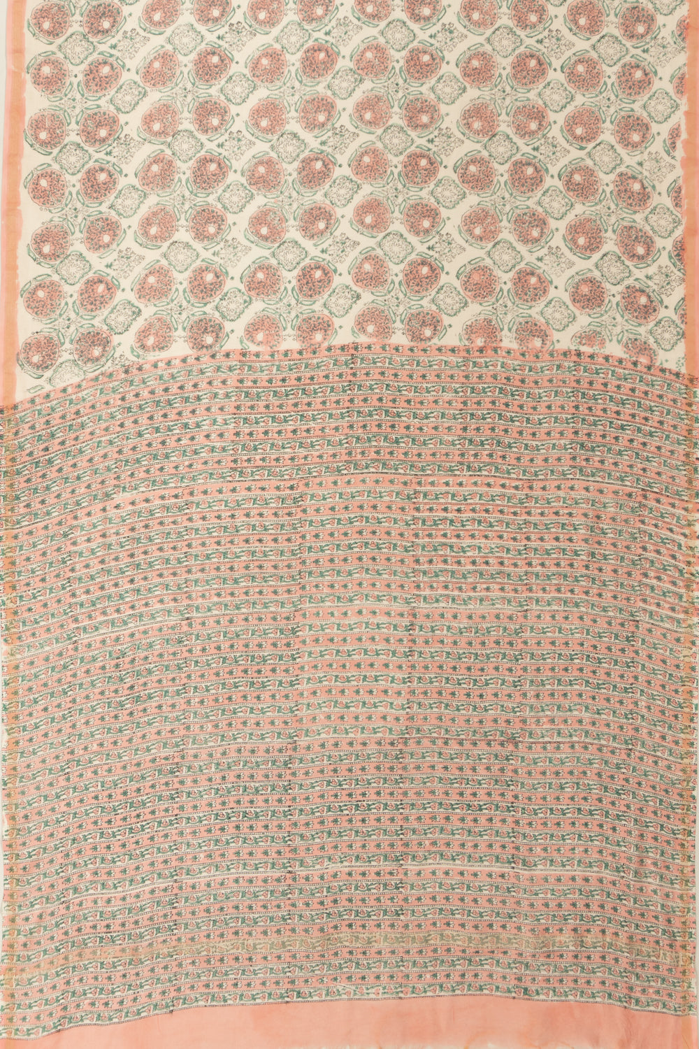 Chanderi Cotton Printed White Saree