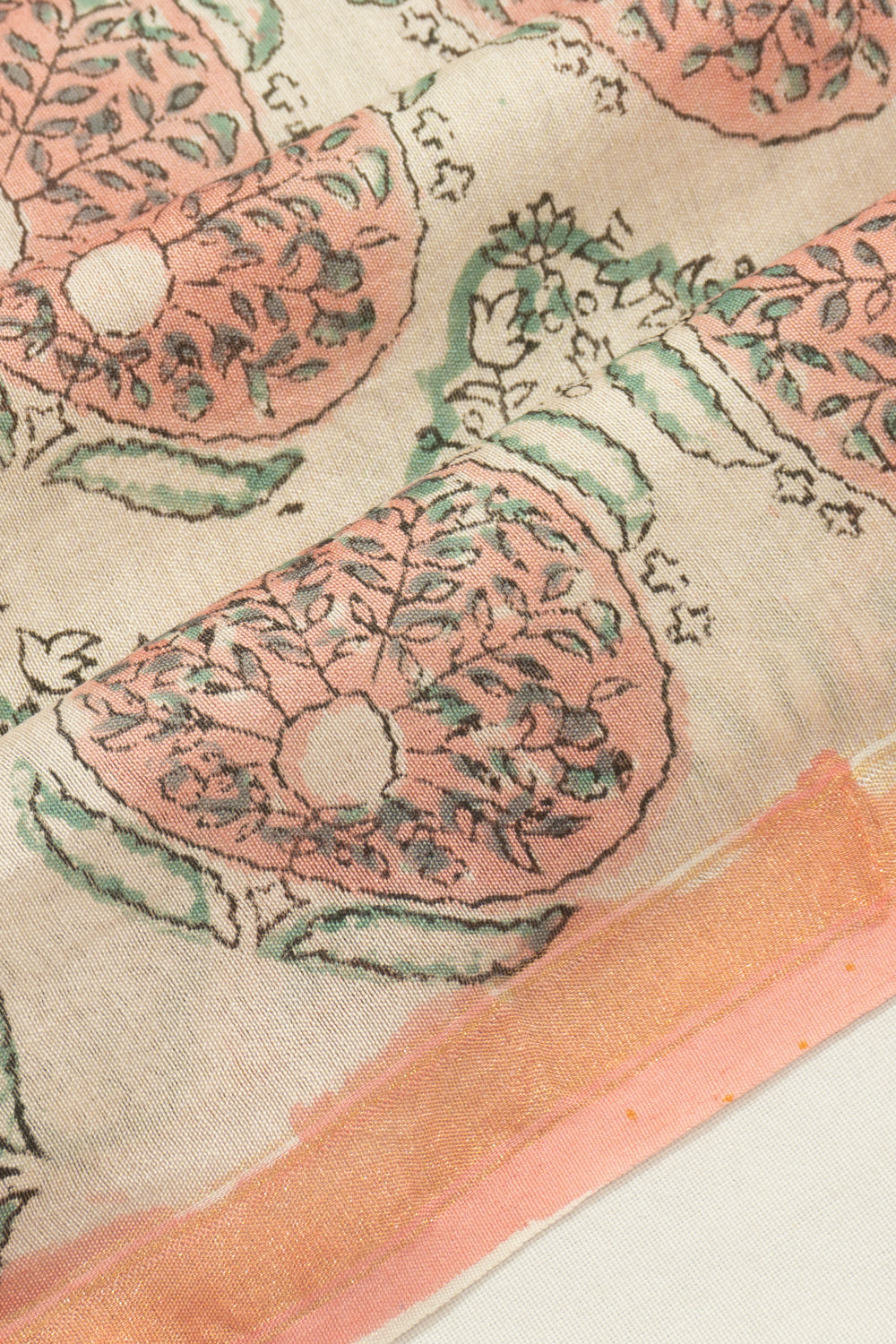 Chanderi Cotton Printed White Saree