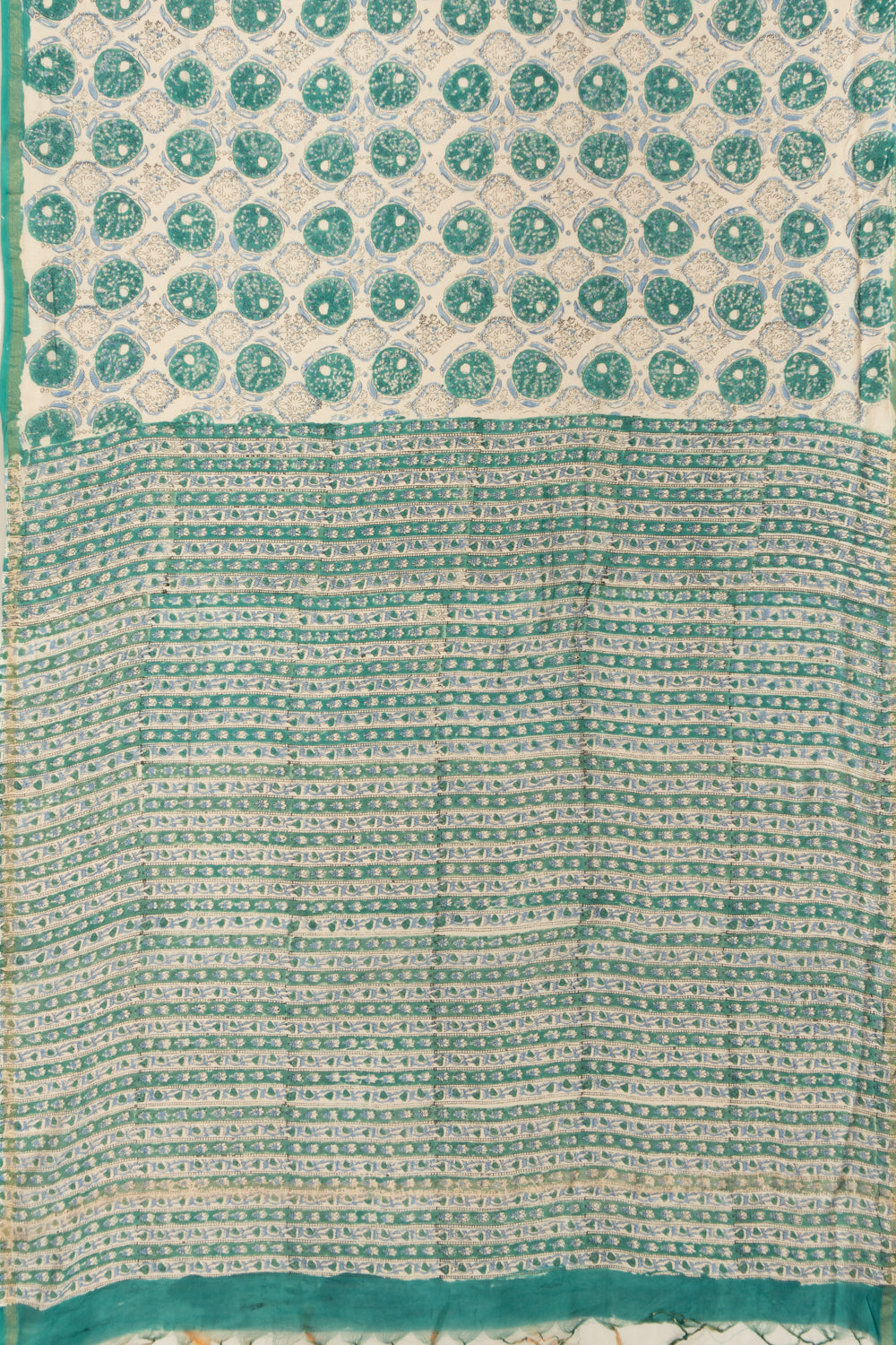 Chanderi Cotton Printed White Saree