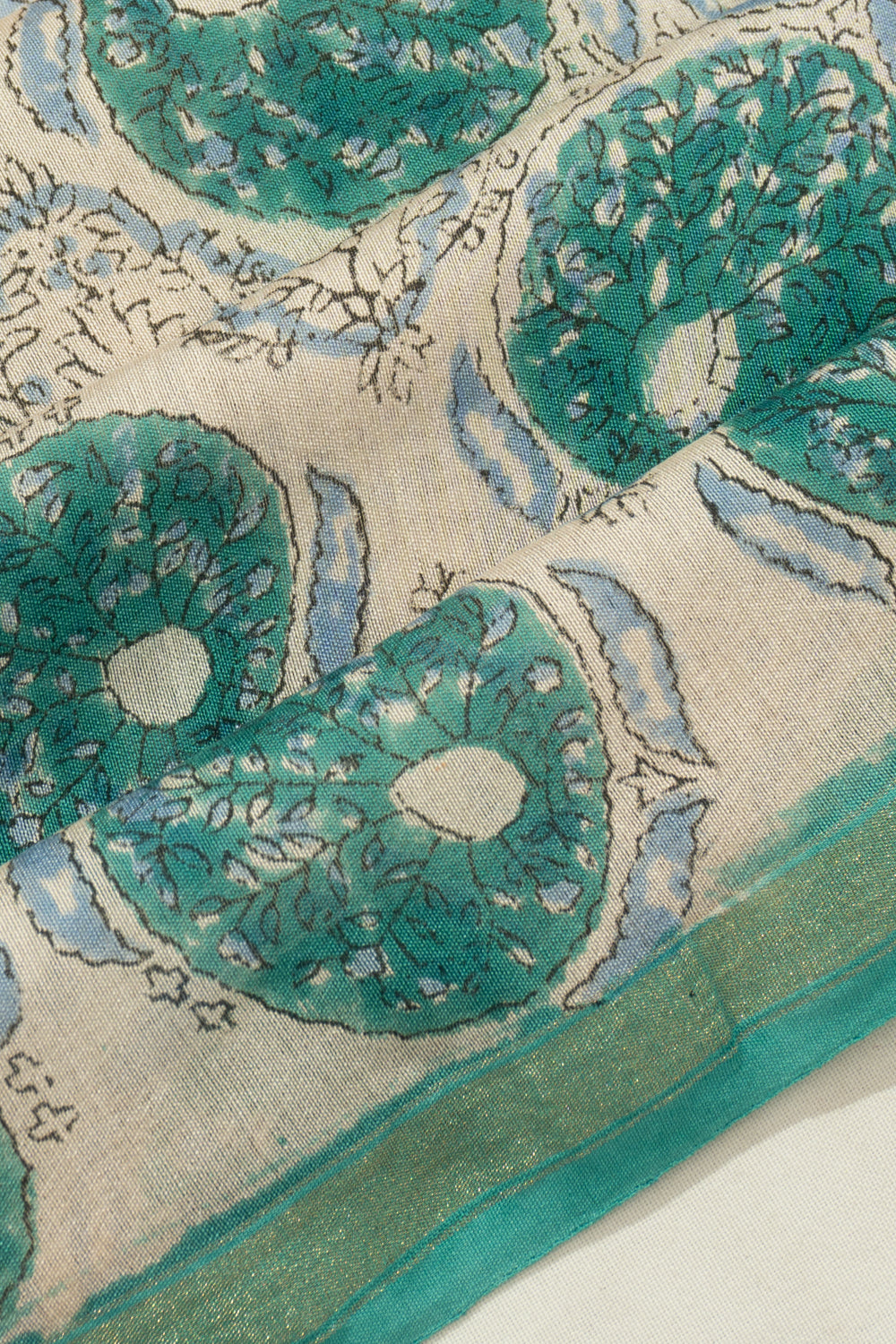 Chanderi Cotton Printed White Saree