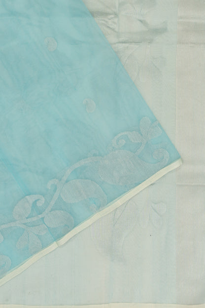 Organza Butta Sky Blue Saree With Gift Box And Rakhi