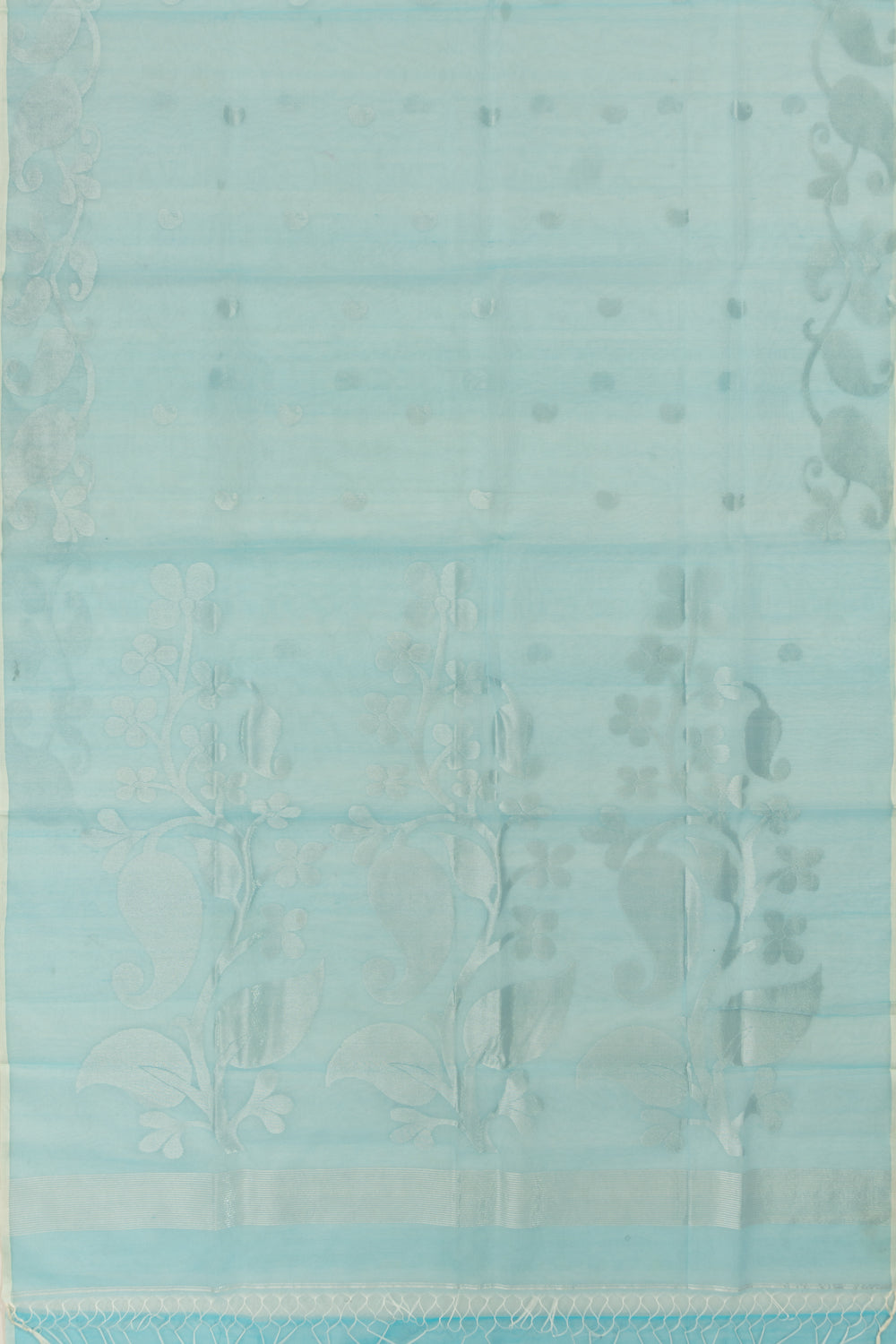 Organza Butta Sky Blue Saree With Gift Box And Rakhi