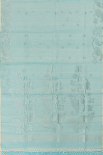 Organza Butta Sky Blue Saree With Gift Box And Rakhi