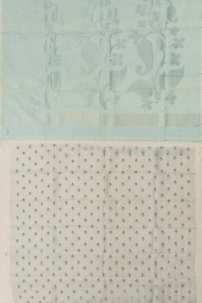 Organza Butta Sky Blue Saree With Gift Box And Rakhi