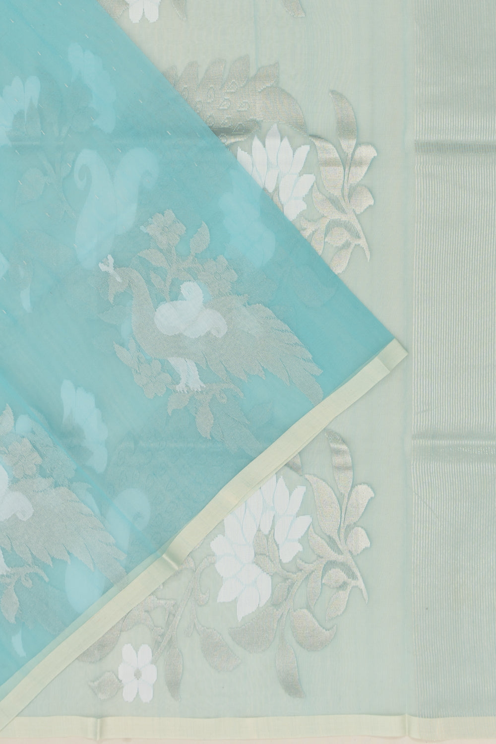 Organza Butta Sky Blue Saree